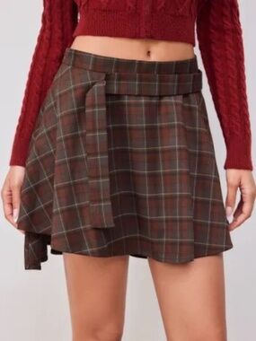 Cider Mid Rise Tartan Layered Mini Skirt Size XL/10